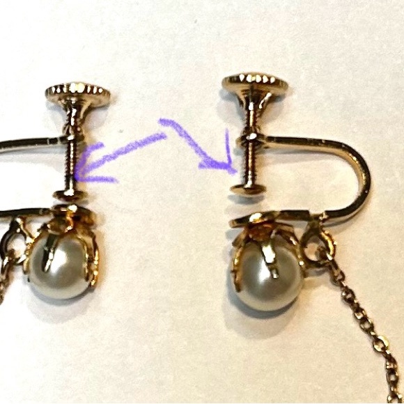 Elegant Pearl Drop Earrings Screw-on - Picture 7 of 7